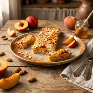 Tarta durazno almendras